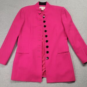 Christian Dior Blazer Pink Coat Vintage Designer 80s‎ USA 100% Pure Wool Size 10